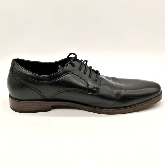 Van‎ Heusen Mens Oxford Shoes Orion Black Memory Foam Lace Up Almond Toe 10.5 - Picture 2 of 9
